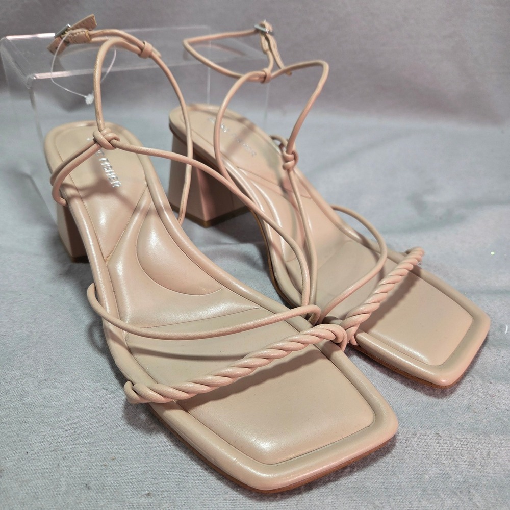 Marc Fisher‎ Meggiane Sandals Nude Strappy Block Heel Square Toe Minimalist 11M